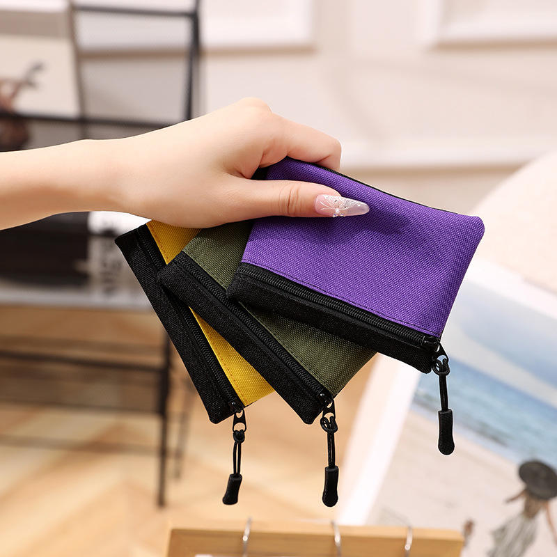 Porta-Moedas de Lona Mini Bolsa com Zíper Portátil