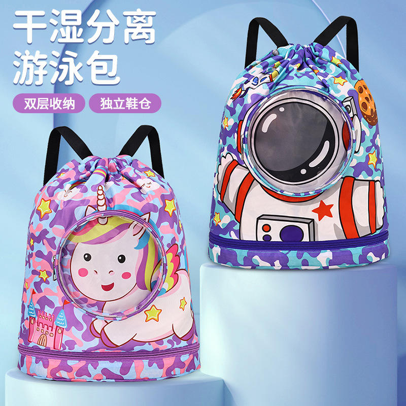 Mochila de Natação Infantil Impermeável com Porta Sapatos