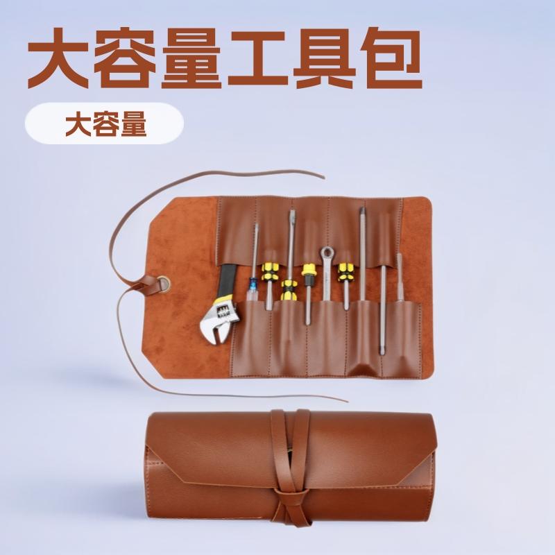 Bolsa Rolo de Couro para Ferramentas Grande Capacidade