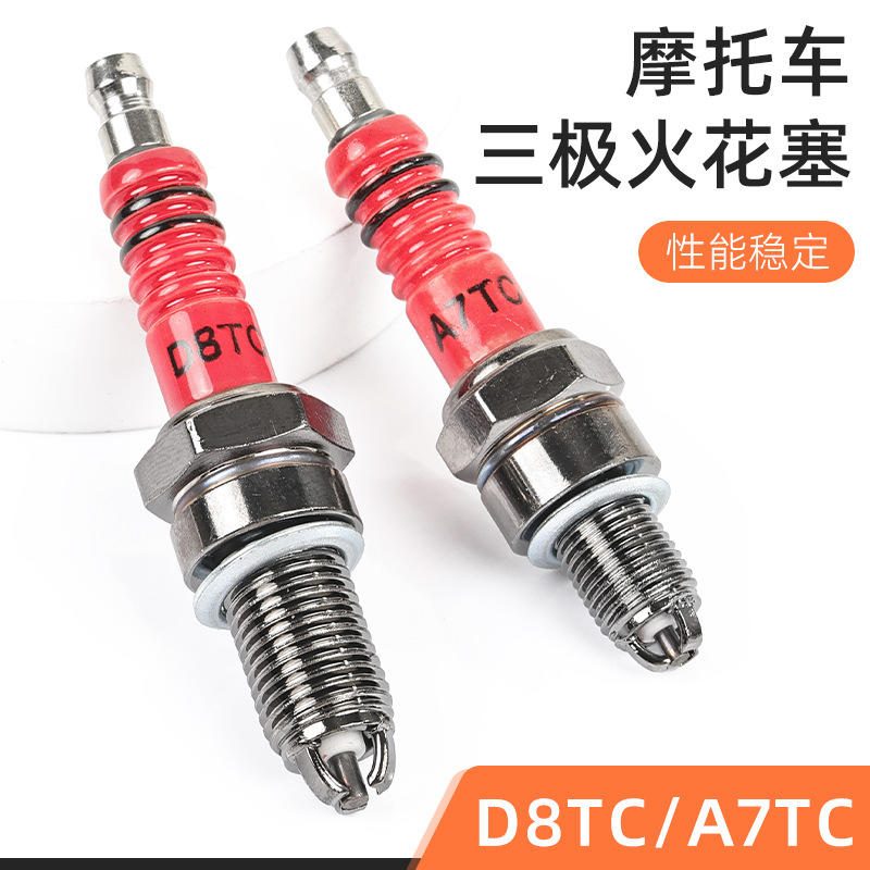 Vela de ignição para moto 3 eletrodos A7TC D8TC scooter 110cc 125cc