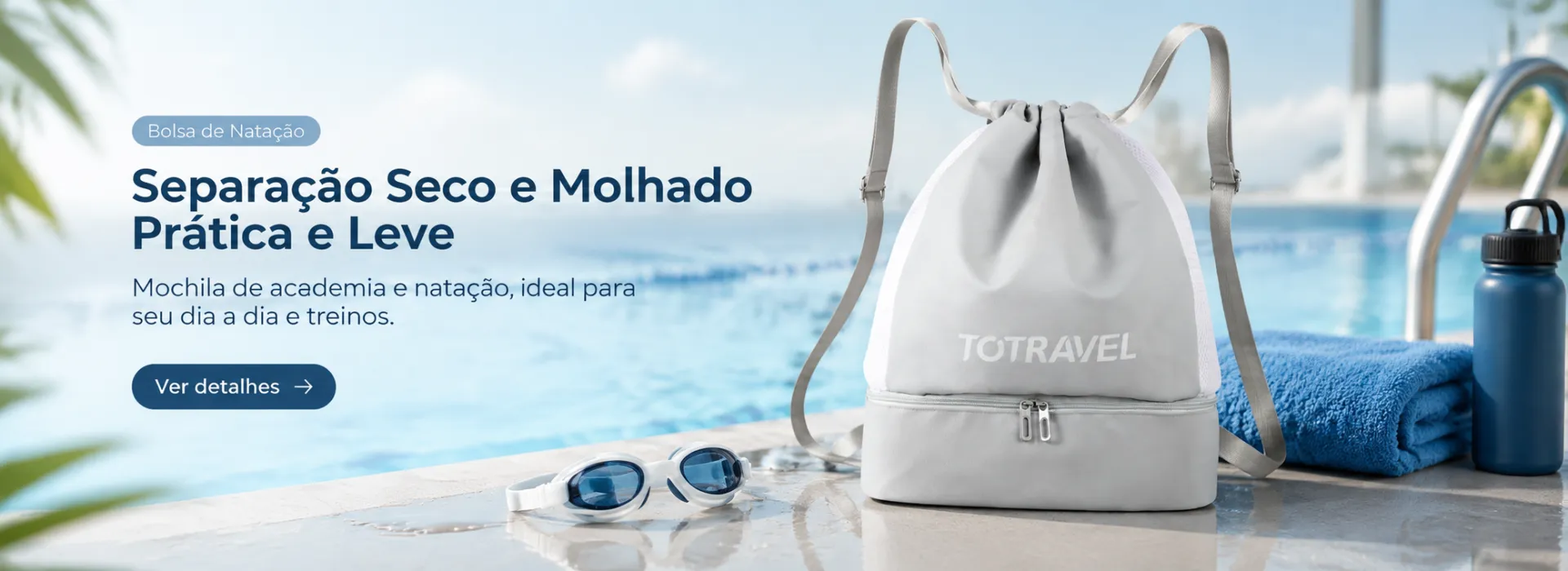 Mochila de Natação Esportiva Impermeável Seco e Úmido