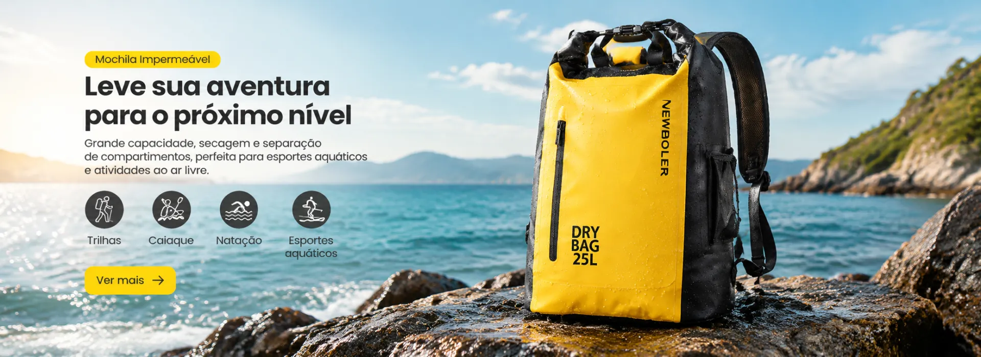 Mochila Impermeável PVC Grande Capacidade Trilha Natação